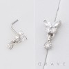 CZ DANGLE BUTTERFLY 316L SURGICAL STEEL L-SHAPE NOSE RING